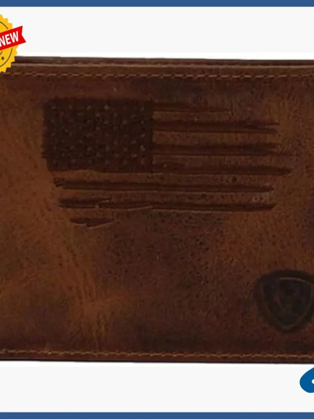 Men's Genuine Leather Bifold Wallet with USA Flag Design